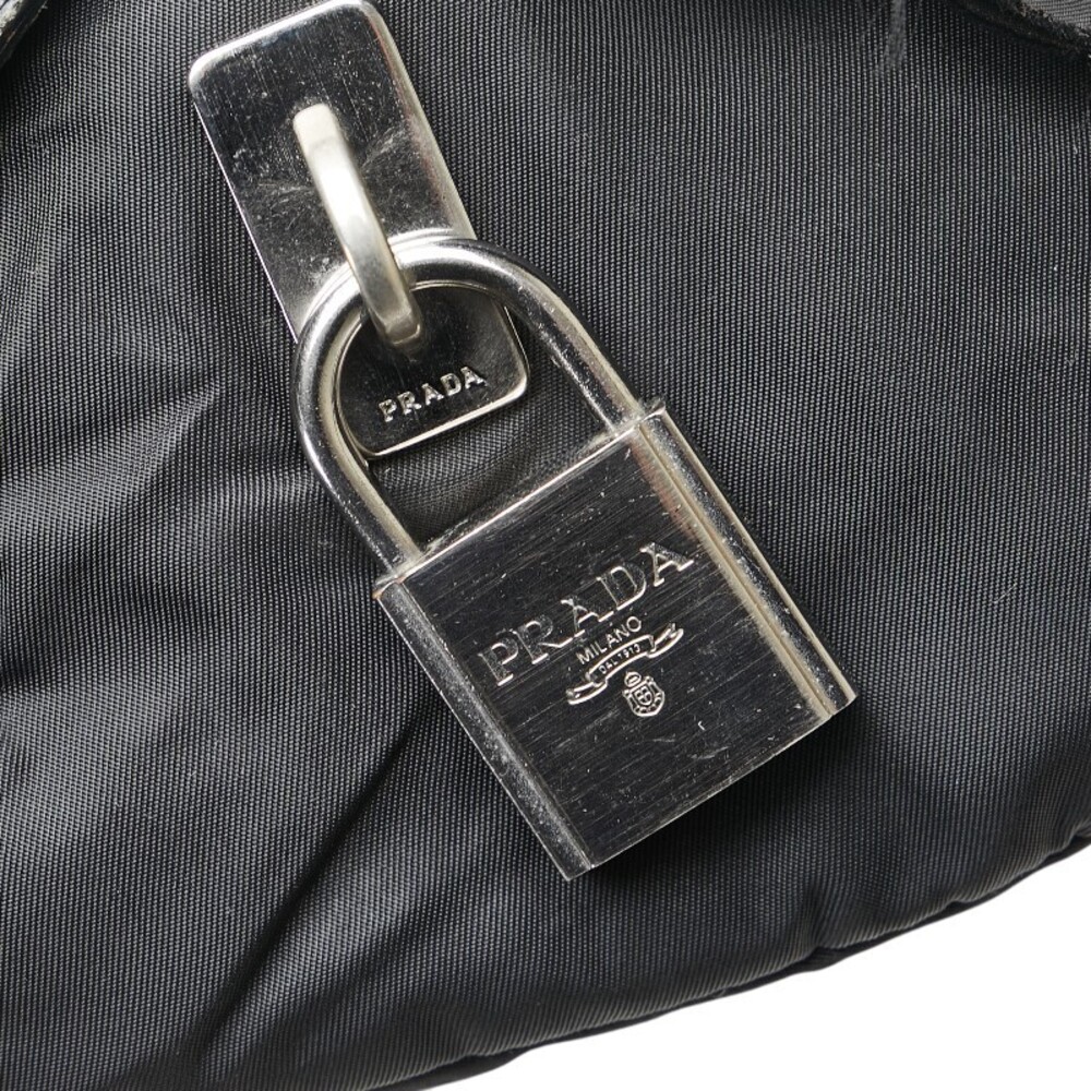 Prada bag ruffle nylon handles Bauletto black Tessuto leather - Picture 8 of 9